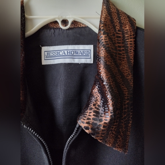 NEW Jessica Howard Blazer with Animal Print Trim - Picture 3 of 4